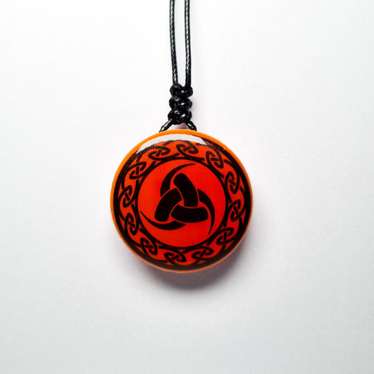 Triple Horn of Odin with Circular Pattern Vikings Red Glow in Dark Resin Handcrafted Pendant