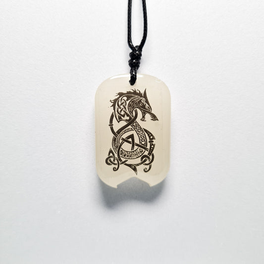 Fenrir Vikings Blue Glow in Dark Resin Handcrafted Pendant