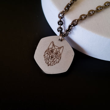 Geometrical Wolf Laser Engraved Stainless Steel Women's Pendant