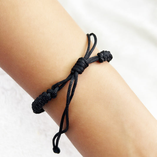 Evil Eye Bead Knotted Cord Minimal Bracelet