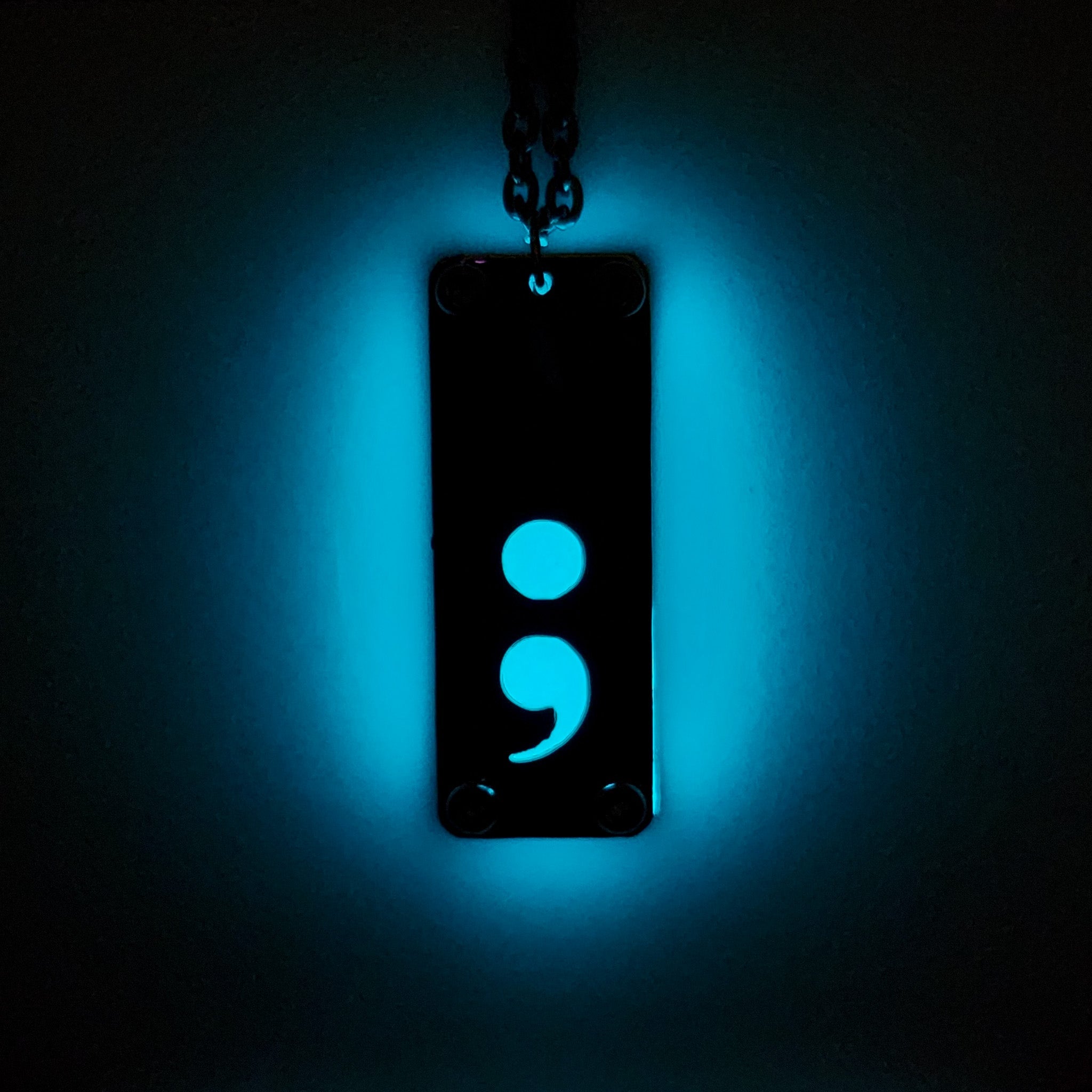 Semicolon Rectangular Symbol Night Glow Pendant