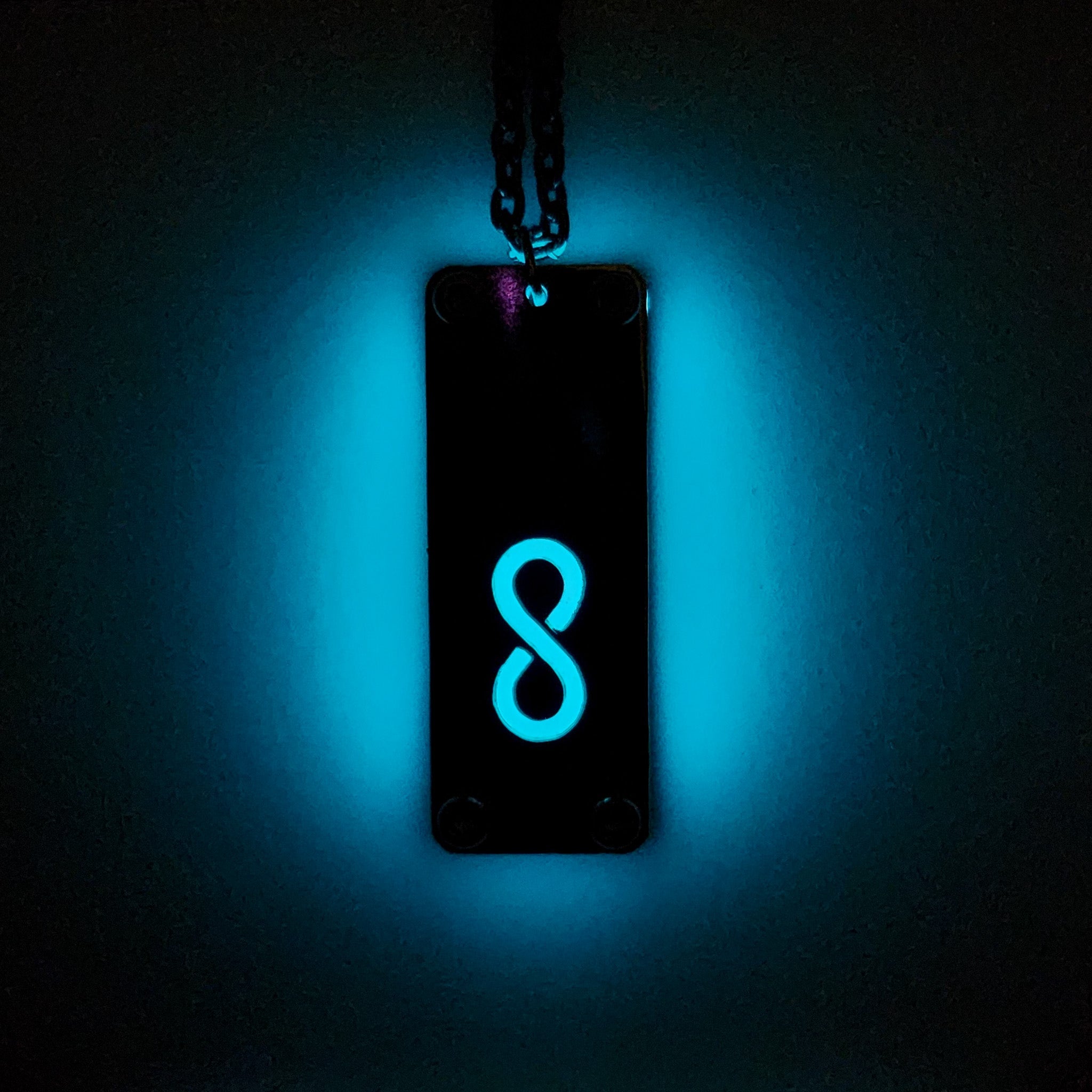 Infinity Rectangular Symbol Night Glow Pendant With Metal Cover