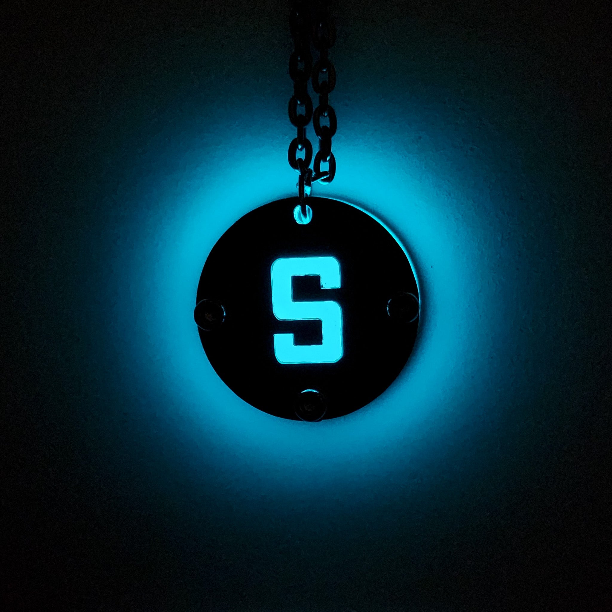 Personalised Initial Letter Night Glow Pendant With Metal Cover