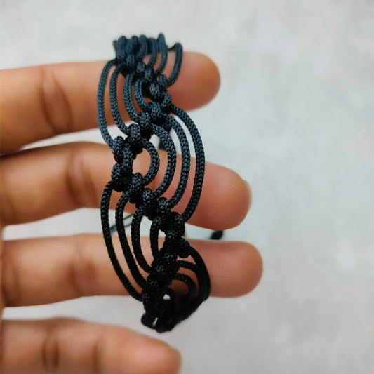 Black Waves Knotted Thread Bracelet