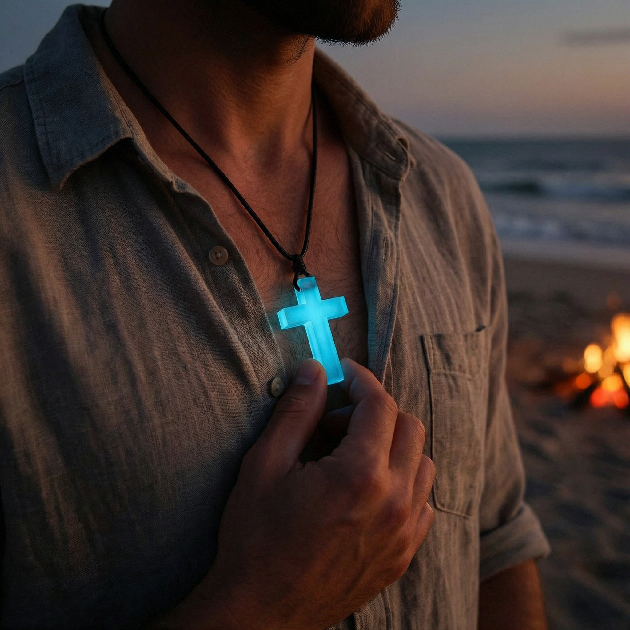 Glow in Dark Cross Resin Pendant