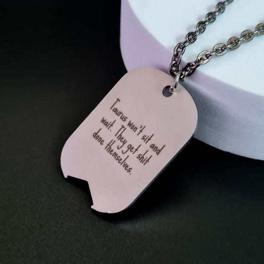 Taurus Laser Engraved Stainless Steel Zodiac Men's Pendant