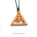 Eye of Horus Triangular Wooden Handmade Unisex Pendant | Six Karma | India