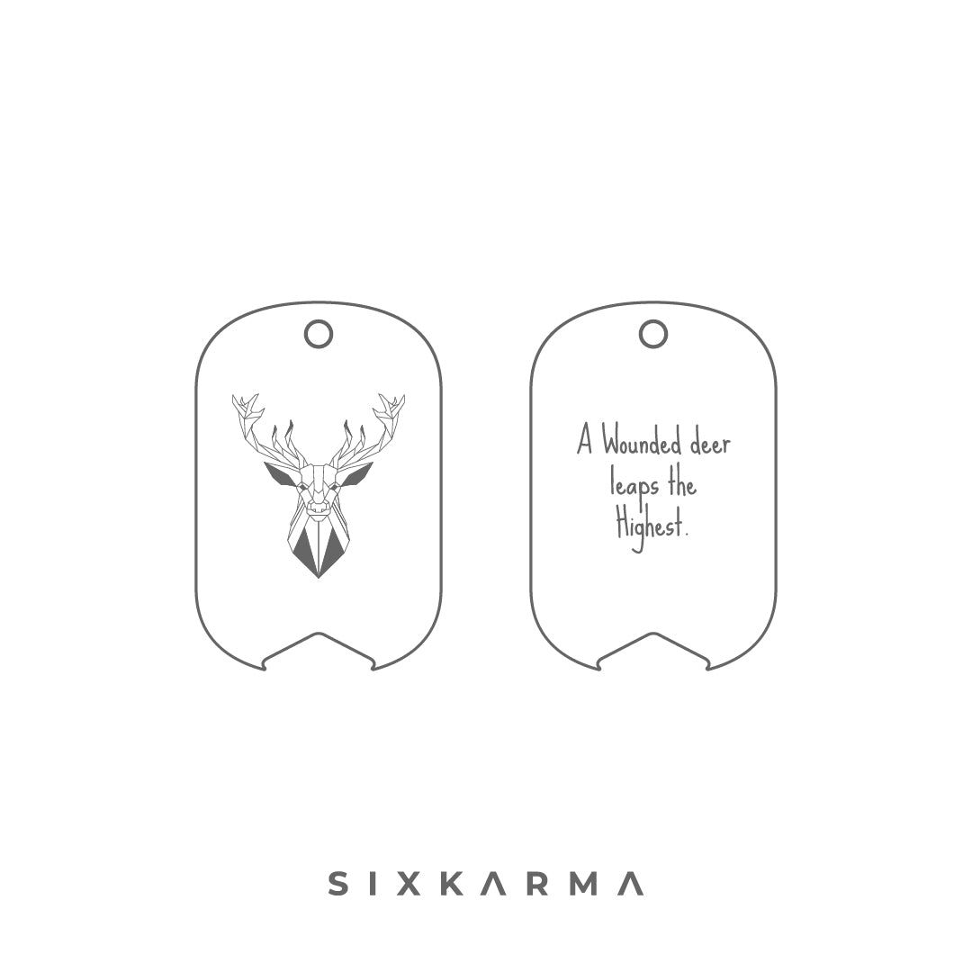 Geometrical Deer Laser Engraved Stainless Steel Spirit Animal Men's Pendant | Six karma | India | Fashion 