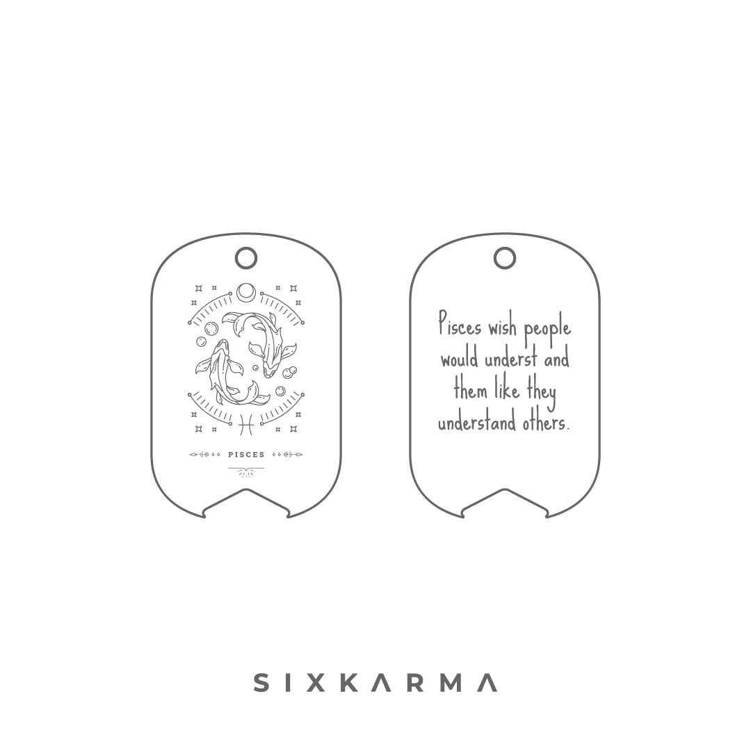 Pisces Laser Engraved Stainless Steel Men's Pendant | SixKarma | Fashion | India