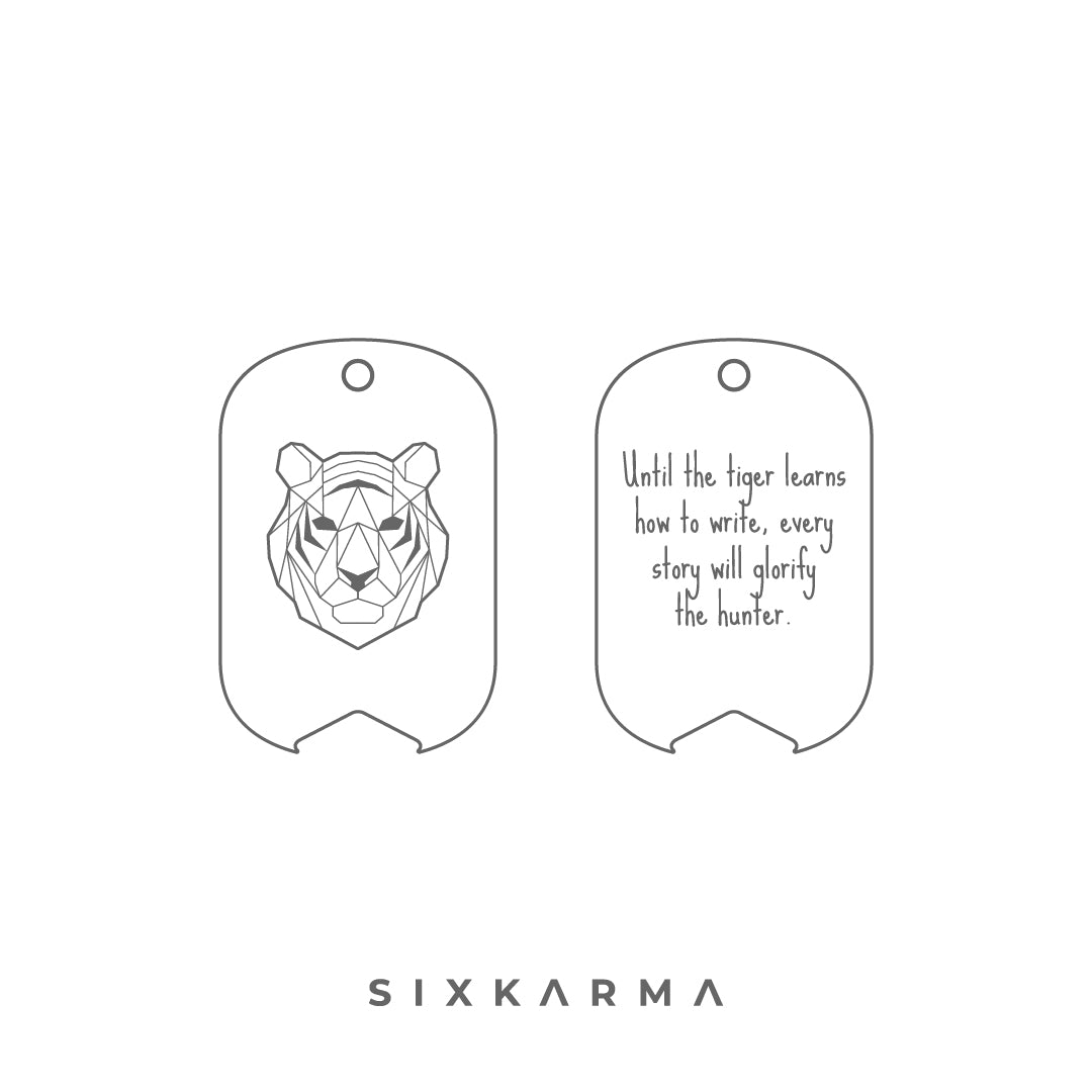 Geometrical Tiger Laser Engraved Stainless Steel Spirit Animal Men's Pendant | Six karma | India | Fashion 