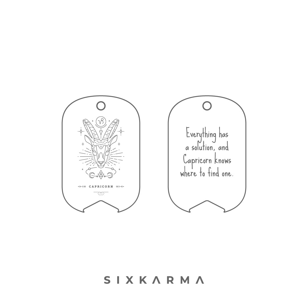 Capricorn Laser Engraved Stainless Steel Men's Pendant | SixKarma | Fashion | India