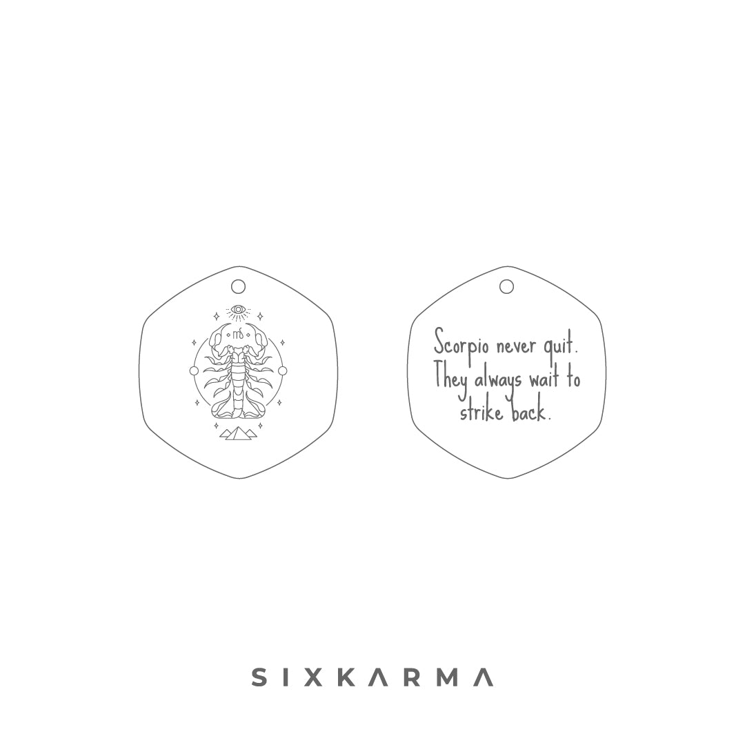 Scorpio Laser Engraved Stainless Steel Zodiac Women's Pendant | India | Six Karma | Fashion