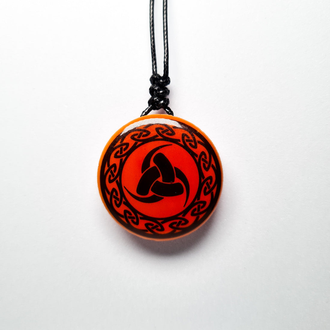 Triple Horn of Odin with Circular Pattern Vikings Red Glow in Dark Resin Handcrafted Pendant