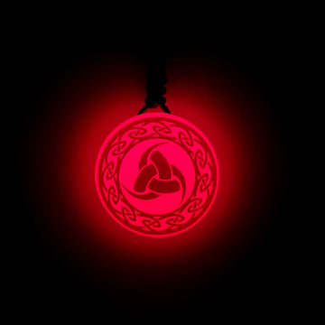 Triple Horn of Odin with Circular Pattern Vikings Red Glow in Dark Resin Handcrafted Pendant