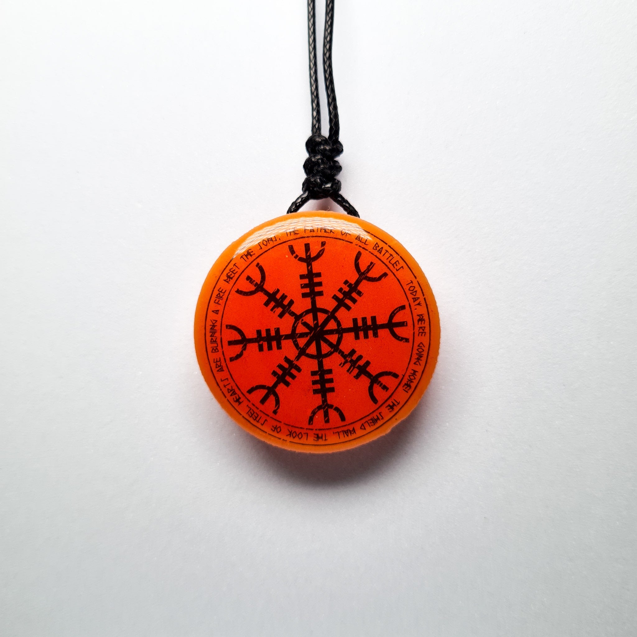 Helm of Awe Vikings Red Glow in Dark Resin Handcrafted Pendant