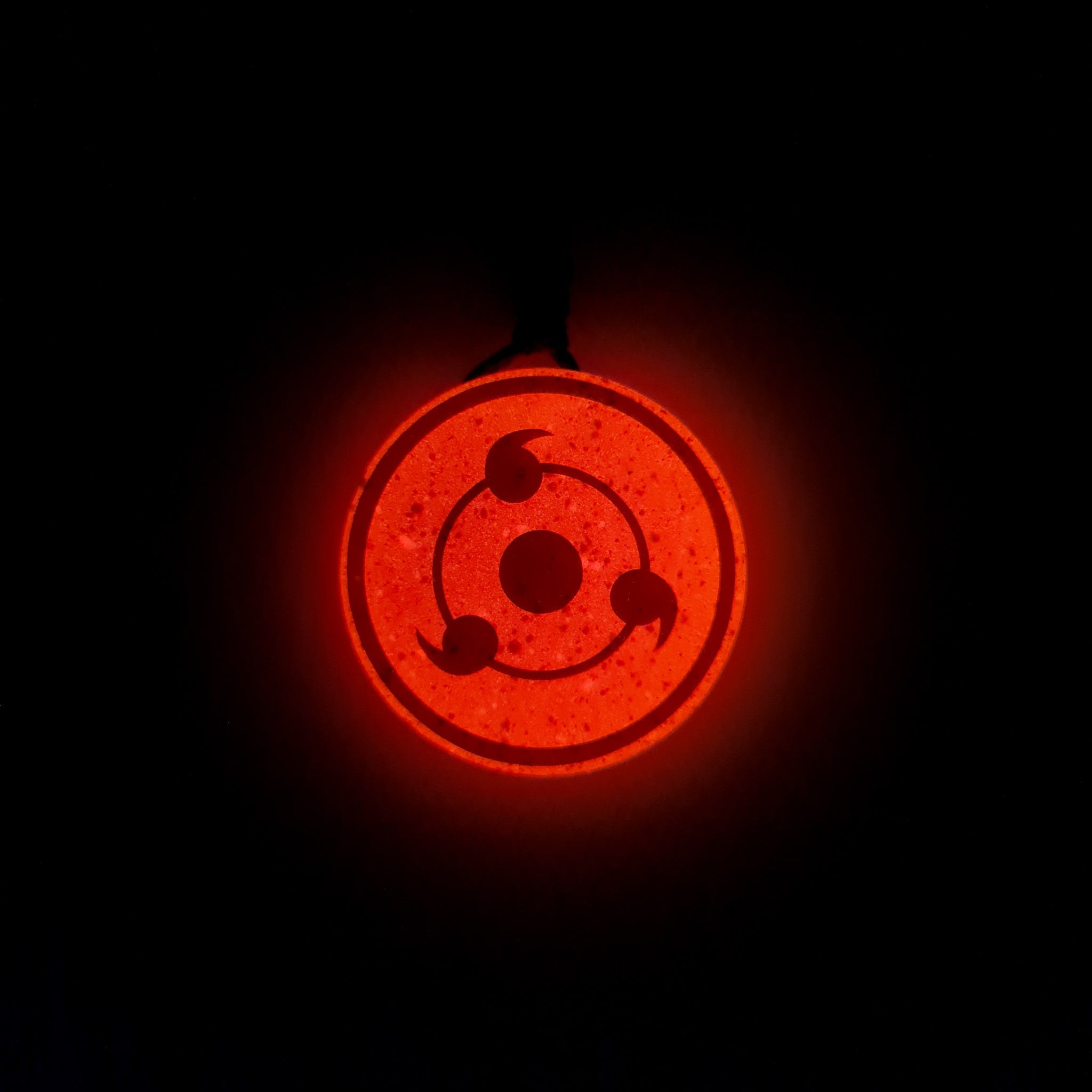 Naruto Inspired Three Tomoe Sharingan Glow in Dark Resin Pendant