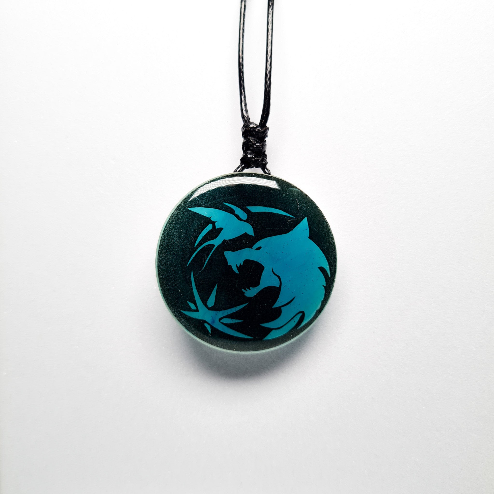 The Witcher Inspired Trinity Symbol Wolf Glow in Dark Resin Pendant