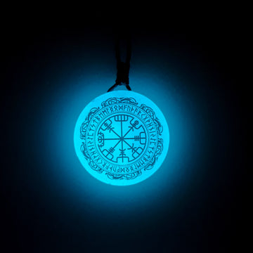 Vegvisir (Viking compass) Vikings Blue Glow in Dark Resin Handcrafted Pendant