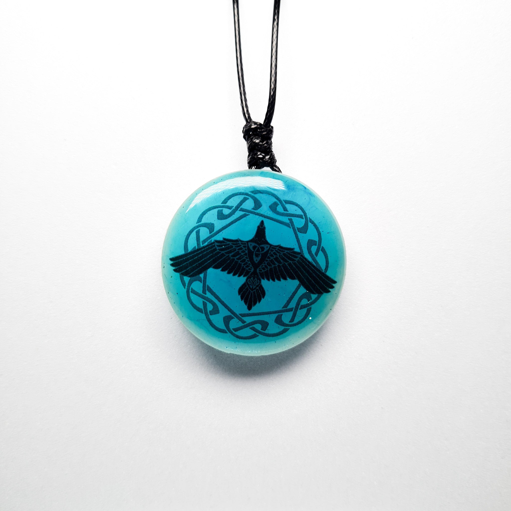 Odin’s Ravens Vikings Blue Glow in Dark Resin Handcrafted Pendant