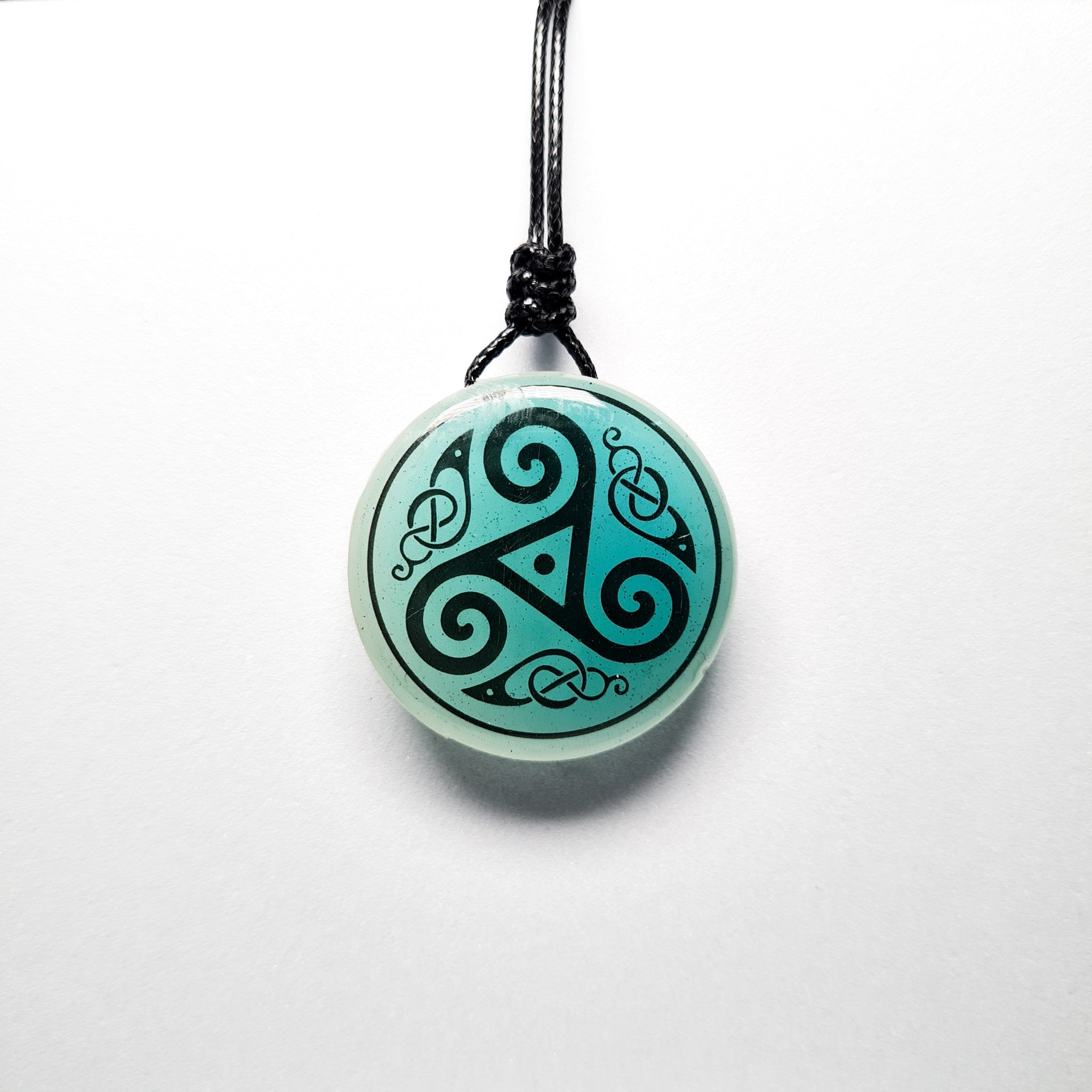 Triskele Vikings Blue Glow in Dark Resin Handcrafted Pendant