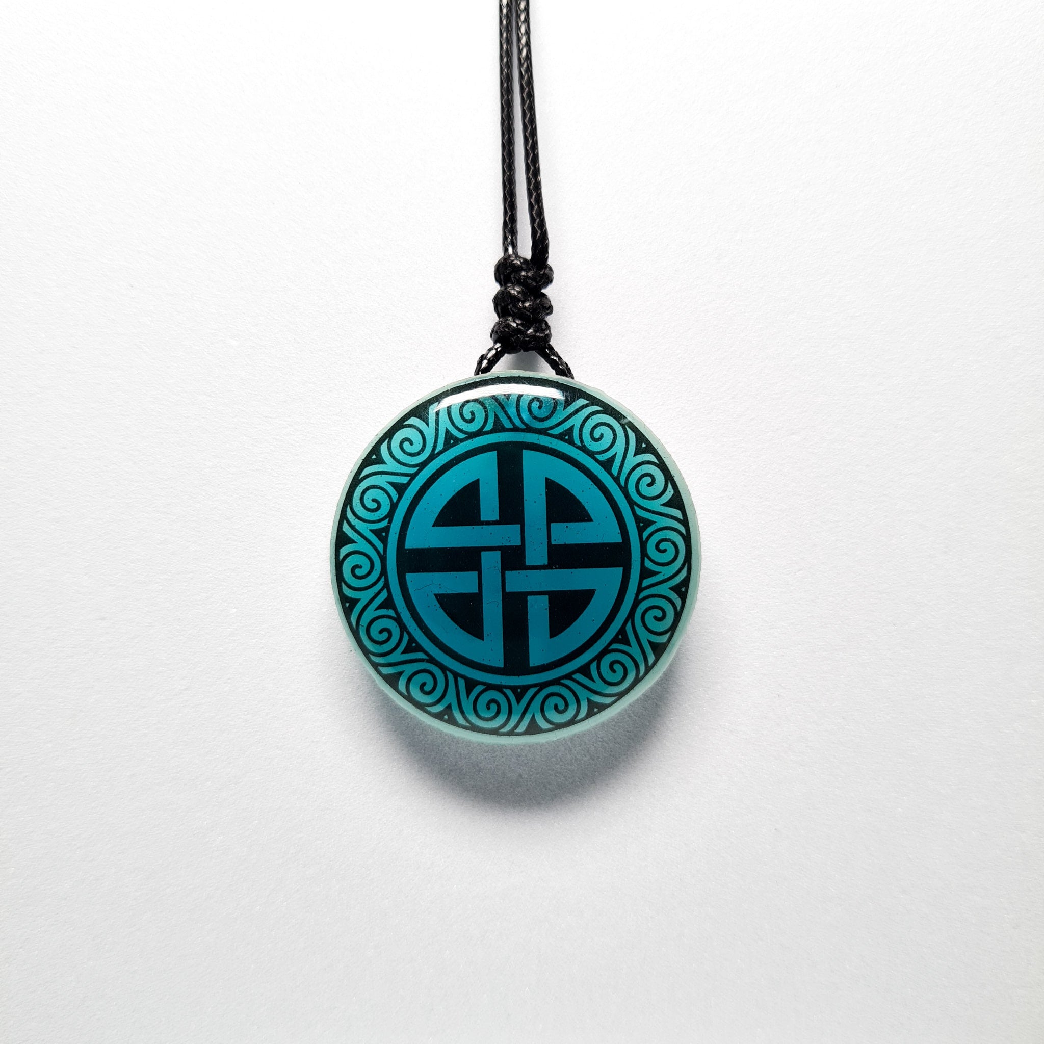 Celtic Shield Knot Vikings Blue Glow in Dark Resin Handcrafted Pendant