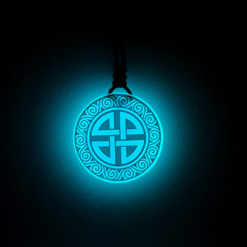Celtic Shield Knot Vikings Blue Glow in Dark Resin Handcrafted Pendant