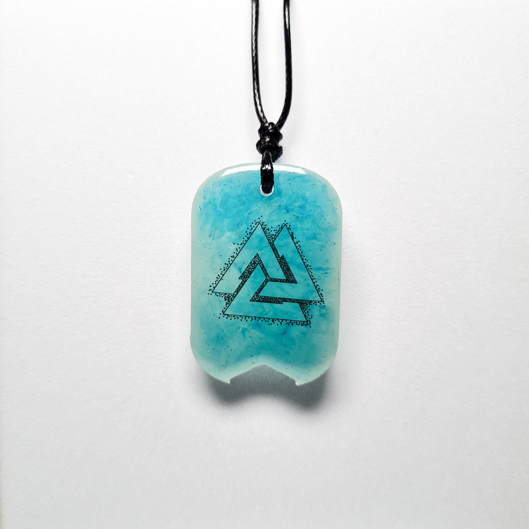 Valknut Symbol Vikings Blue Glow in Dark Resin Handcrafted Pendant
