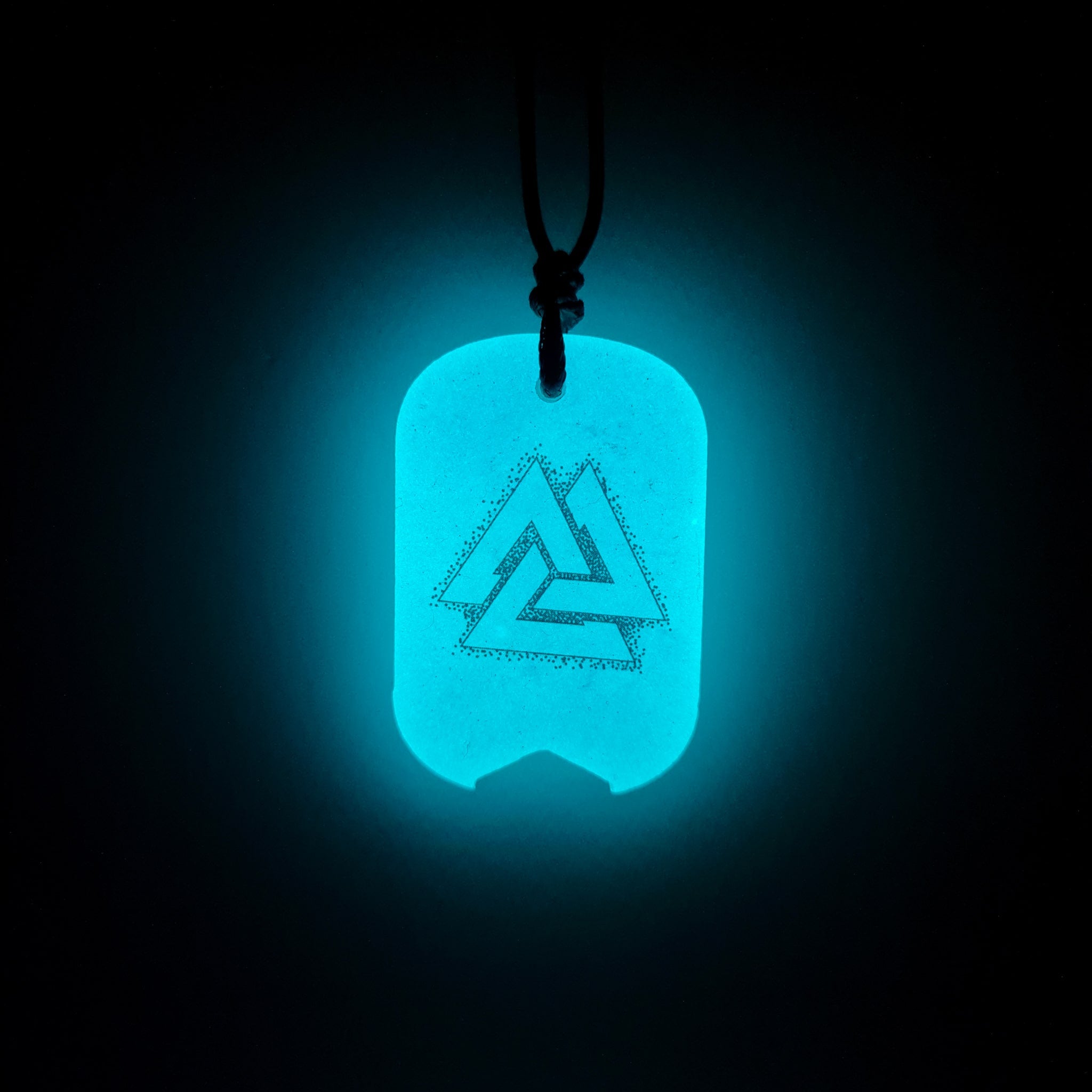 Valknut Symbol Vikings Blue Glow in Dark Resin Handcrafted Pendant