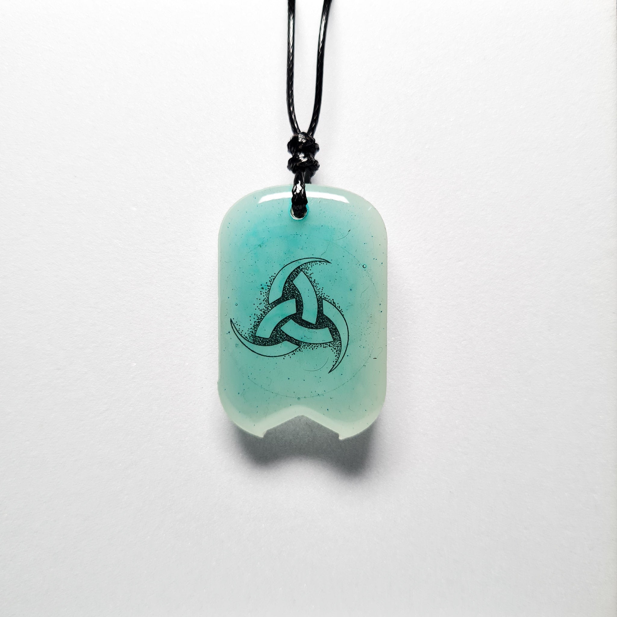 Triple Horn of Odin Vikings Blue Glow in Dark Resin Handcrafted Pendant