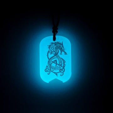 Fenrir Vikings Blue Glow in Dark Resin Handcrafted Pendant