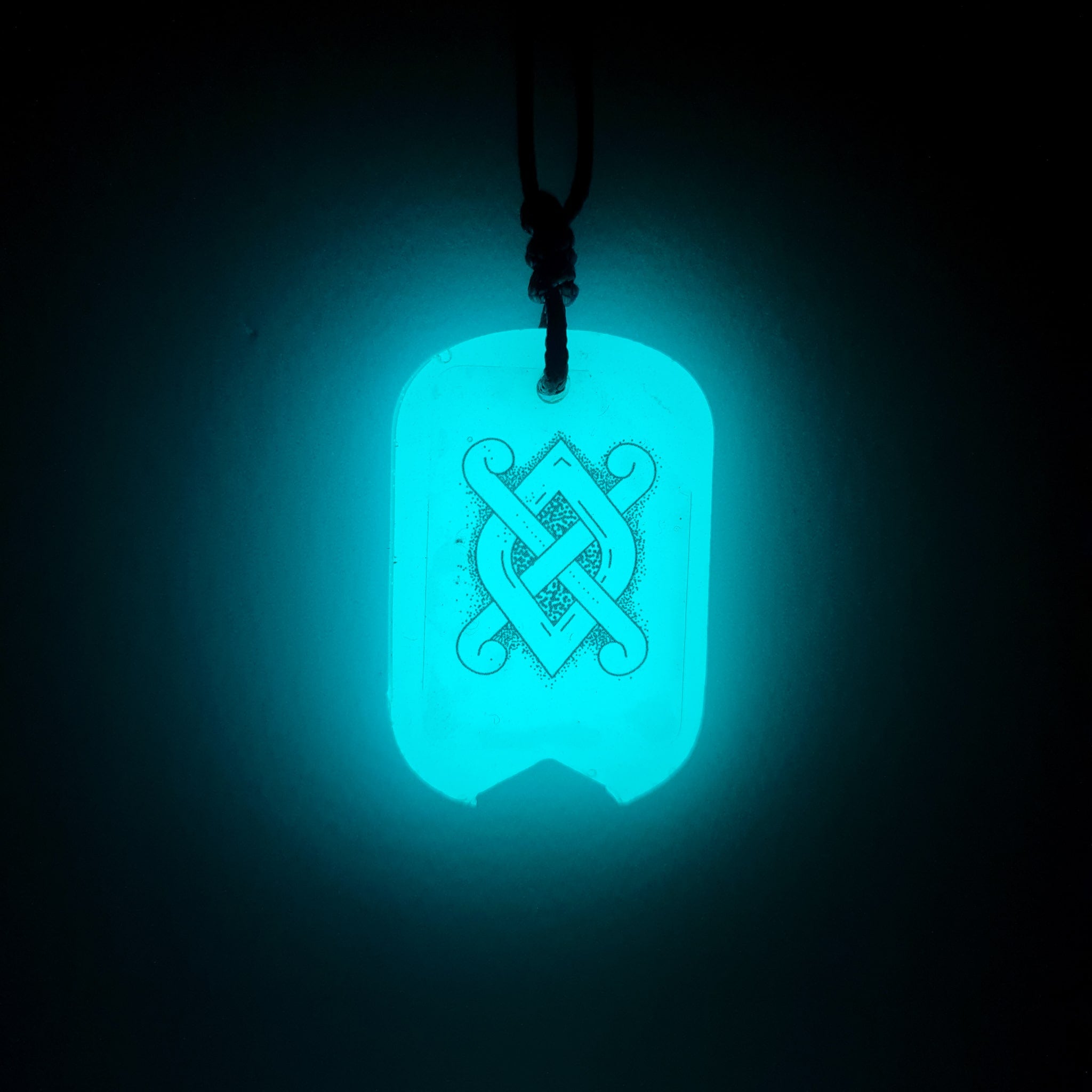 Gungnir Symbol Vikings Blue Glow in Dark Resin Handcrafted Pendant