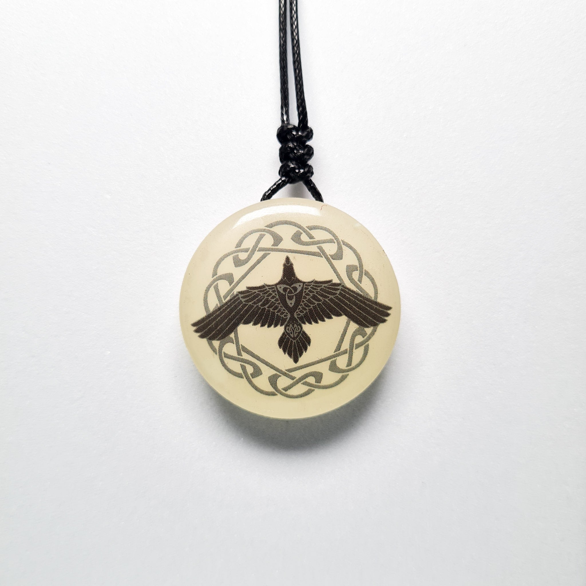 Odin’s Ravens Vikings Blue Glow in Dark Resin Handcrafted Pendant