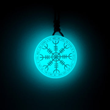 Helm of Awe Vikings Blue Glow in Dark Resin Handcrafted Pendant