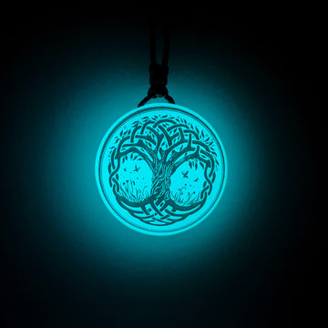 Yggdrasil (Tree of Life) Vikings Blue Glow in Dark Resin Handcrafted Pendant