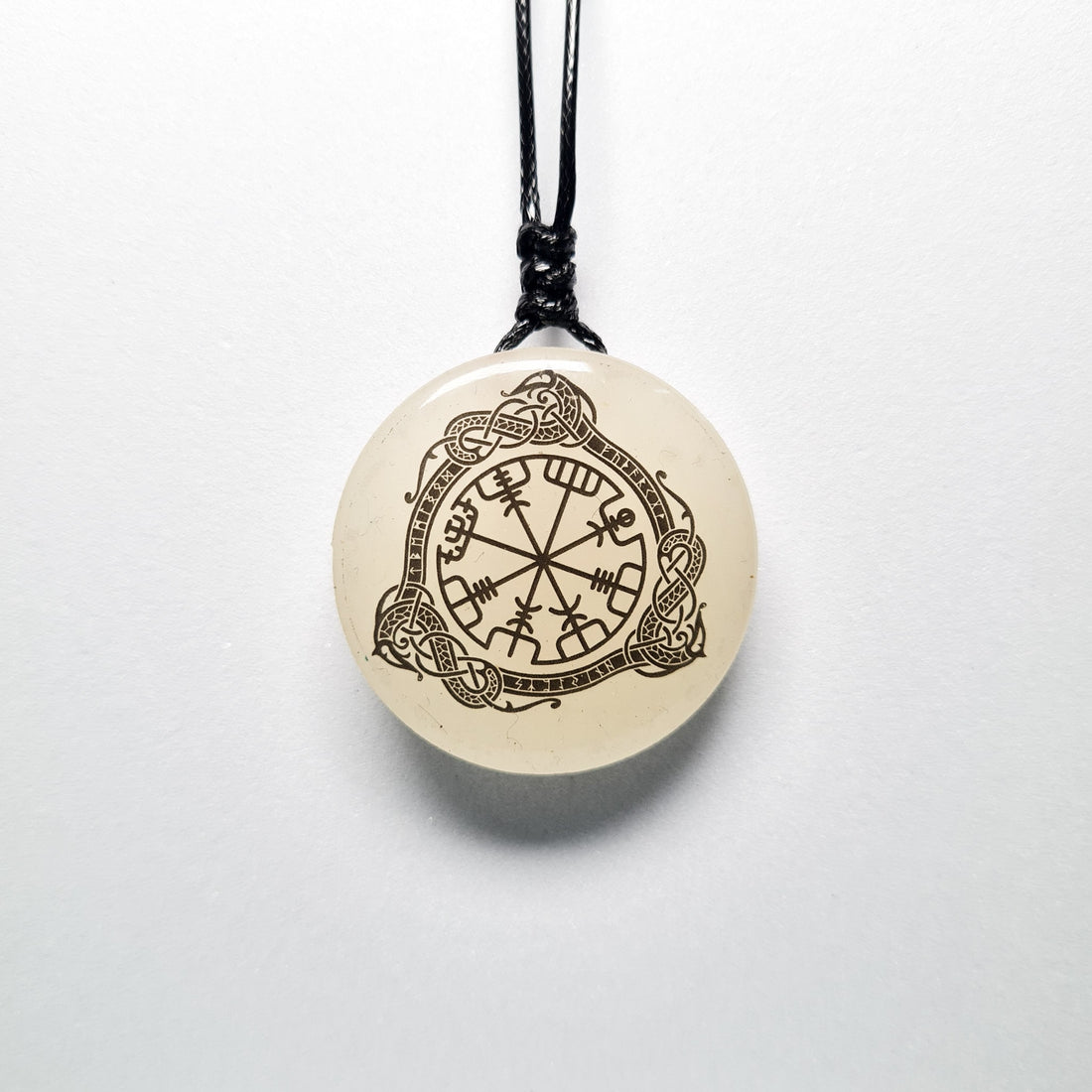 Vegvisir (Viking compass) with Dragon Knot Vikings Blue Glow in Dark Resin Handcrafted Pendant