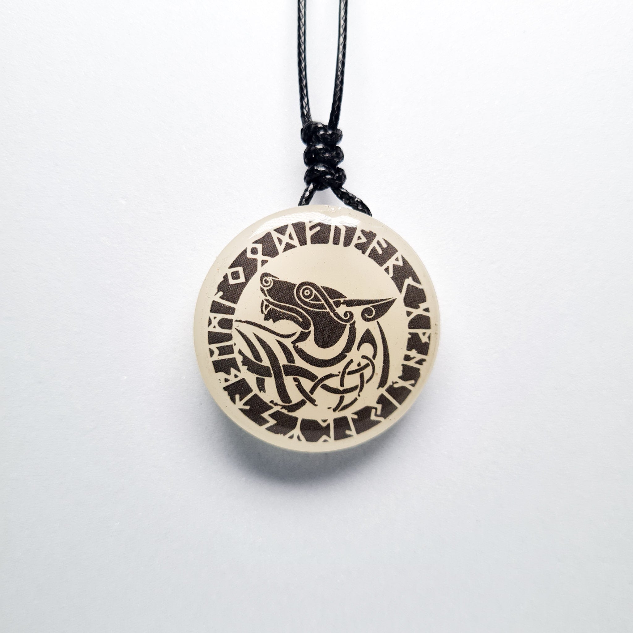 Wolves Vikings Blue Glow in Dark Resin Handcrafted Pendant