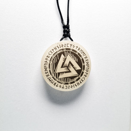 Valknut with Runes Vikings Blue Glow in Dark Resin Handcrafted Pendant