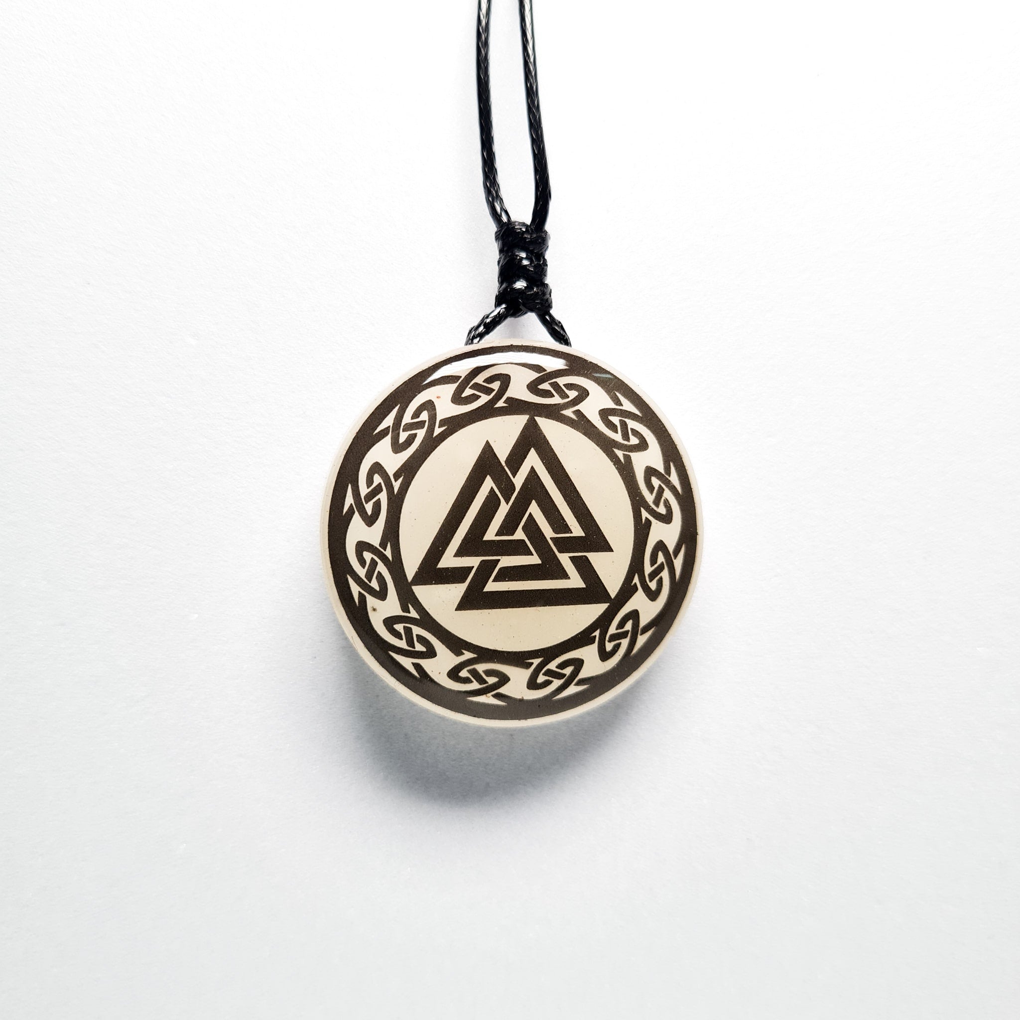 Valknut with Circular Border Vikings Blue Glow in Dark Resin Handcrafted Pendant