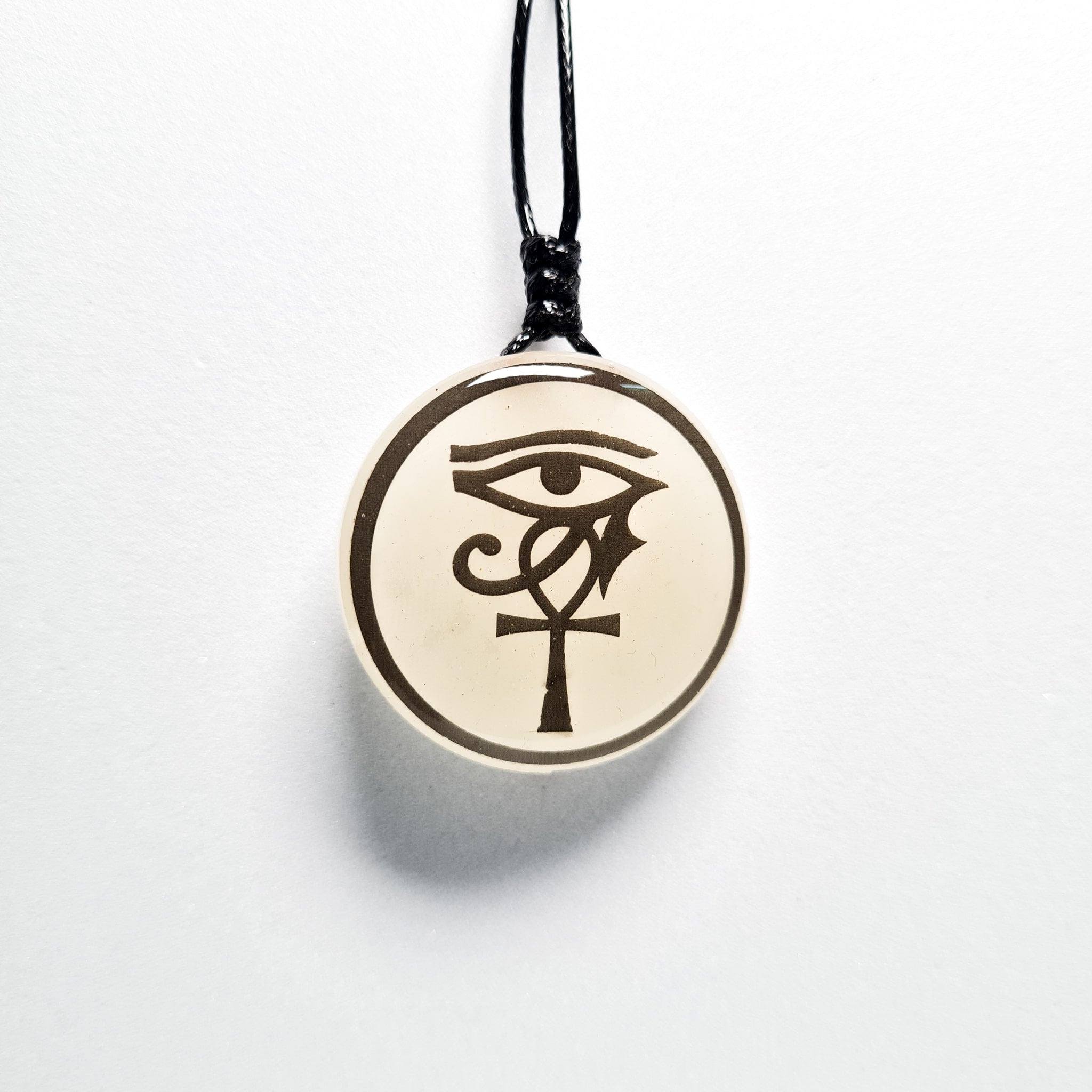 Ankh and Eye of Horus Egyptian Symbol Blue Glow in Dark Resin Handcrafted Pendant