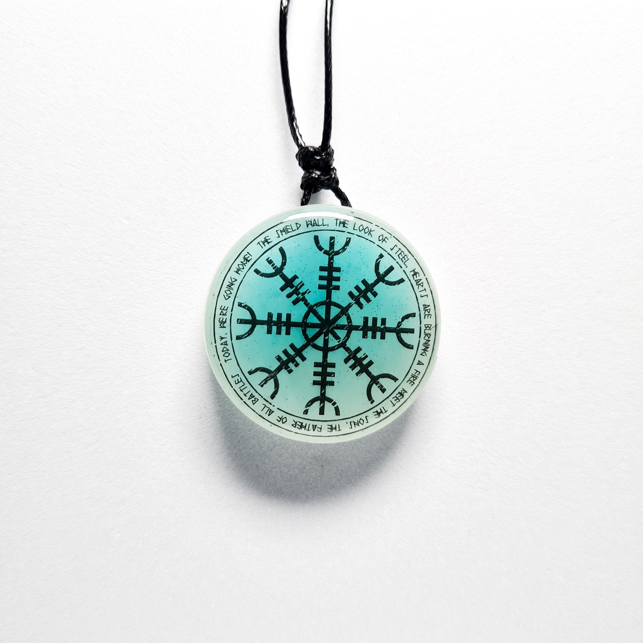 Helm of Awe Vikings Blue Glow in Dark Resin Handcrafted Pendant