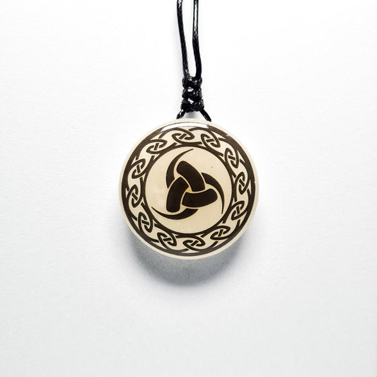 Triple Horn of Odin with Circular Pattern Vikings Blue Glow in Dark Resin Handcrafted Pendant