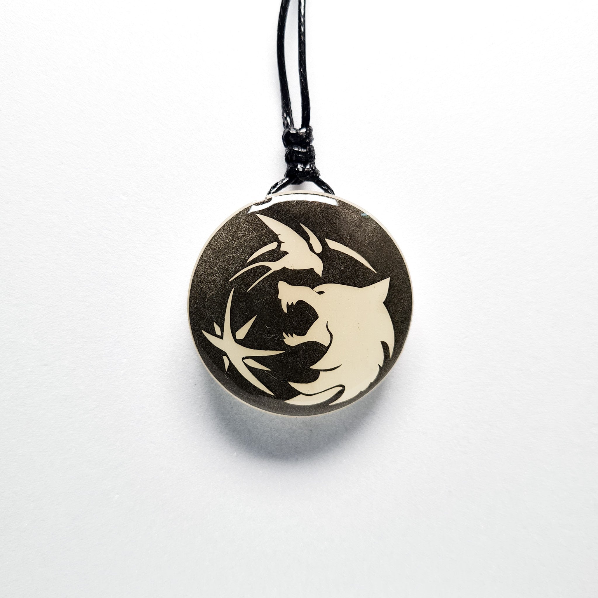 The Witcher Inspired Trinity Symbol Wolf Glow in Dark Resin Pendant