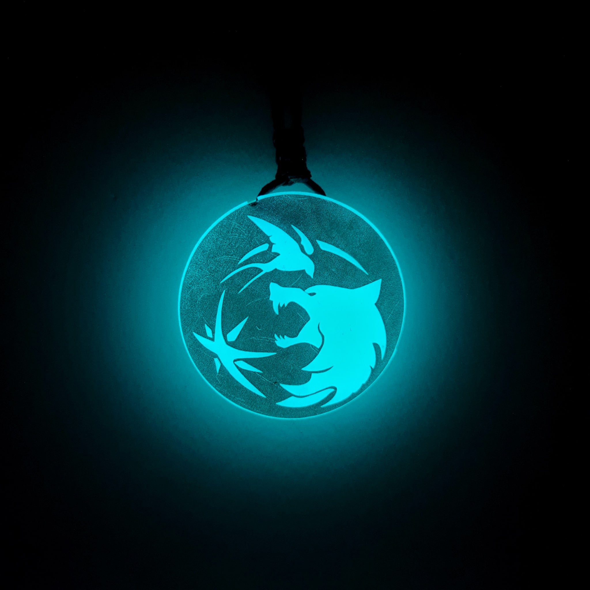 The Witcher Inspired Trinity Symbol Wolf Glow in Dark Resin Pendant