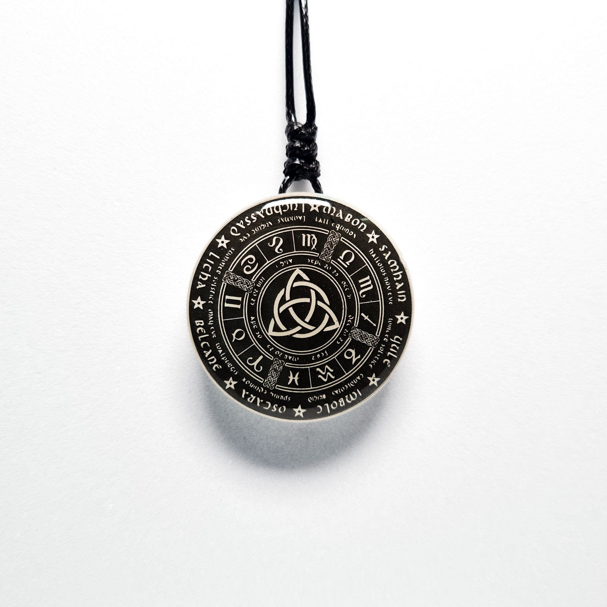 Celtic Zodiac Calendar Blue Glow in Dark Resin Pendant