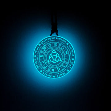 Celtic Zodiac Calendar Blue Glow in Dark Resin Pendant