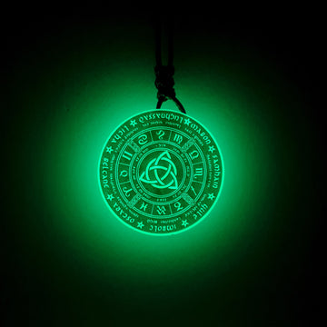 Celtic Zodiac Calendar Green Glow in Dark Resin Pendant