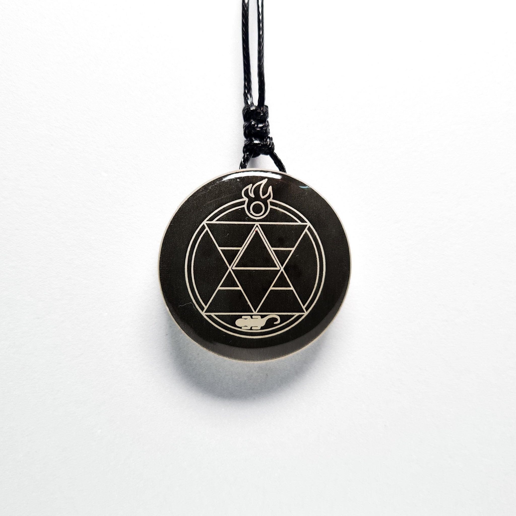 Fullmetal Alchemy Inspired Roy's-Transmutation-Circle Green Glow in Dark Resin Pendant
