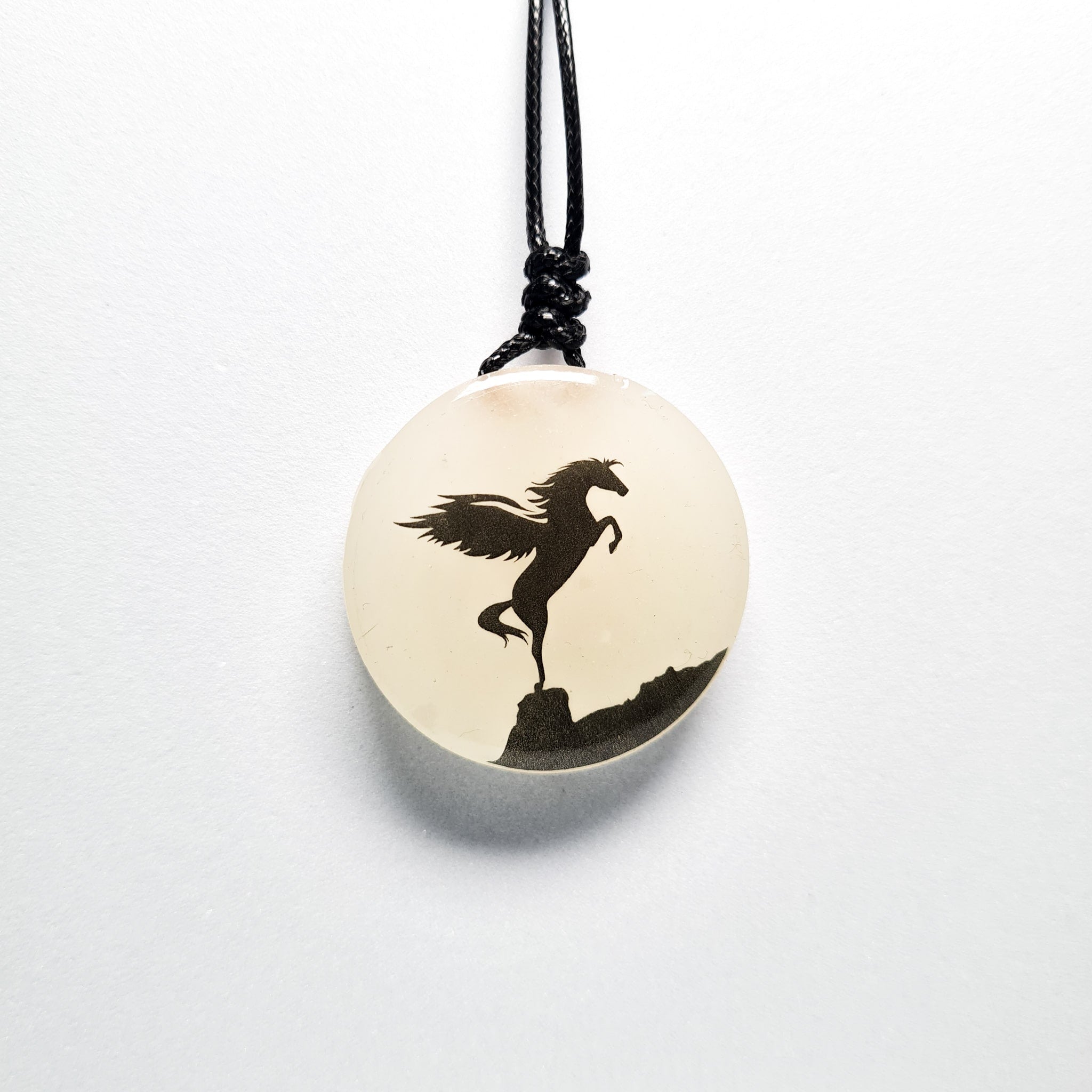 Pegasus Spirit Animal Blue Glow in Dark Resin Pendant