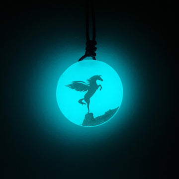 Pegasus Spirit Animal Blue Glow in Dark Resin Pendant