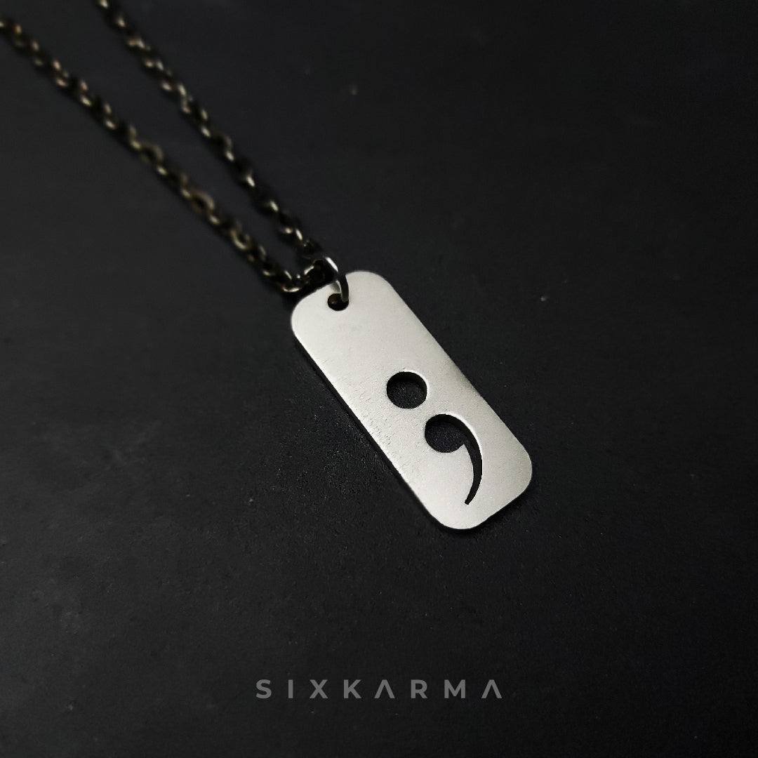 Semicolan Matte Finish Stainless Steel Men's Pendant | Semicolan Pendant | Six Karma